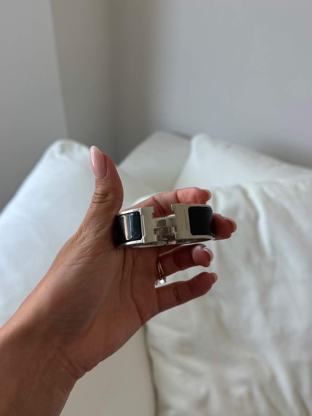 Authentic Hermes black clic clac bracelet